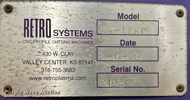 image for item MU9942 2008 Retro Systens H60-EDR1S CNC plasma/torch cutting table