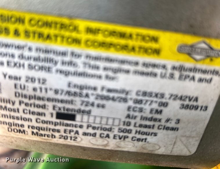 image for item NB9435 2012 John Deere  Z425 ZTR lawn mower