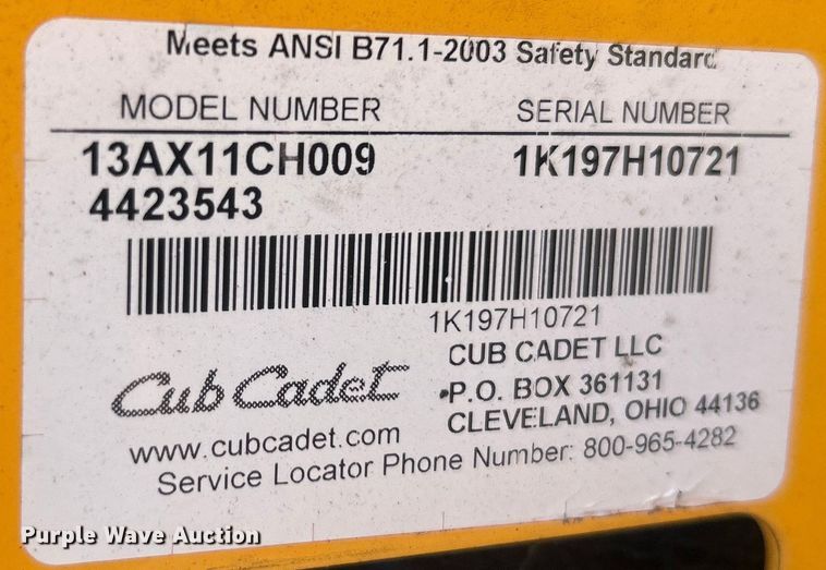 image for item NB9441 Cub Cadet  LT1045 lawn mower