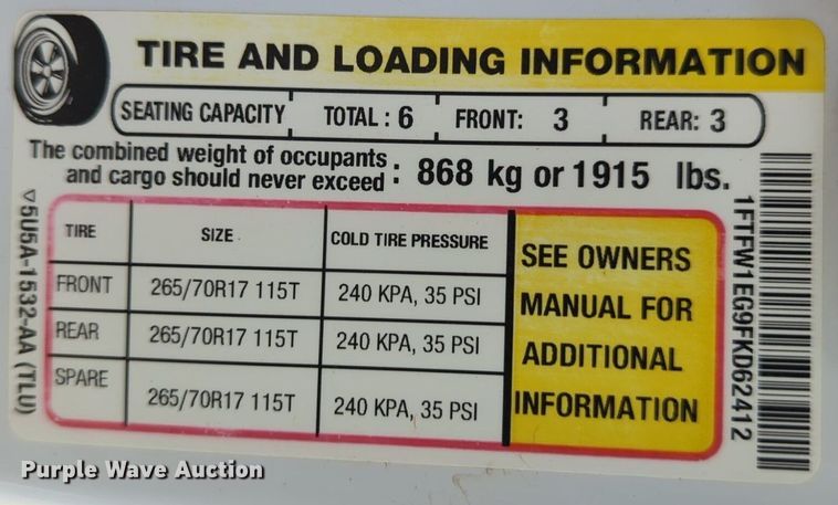 image for item NG9302 2015 Ford F150 SuperCrew pickup truck