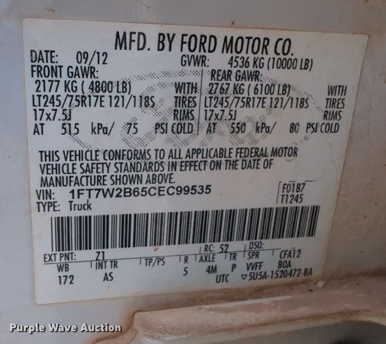 image for item NG9917 2012 Ford  F250 Super Duty Crew Cab pickup truck