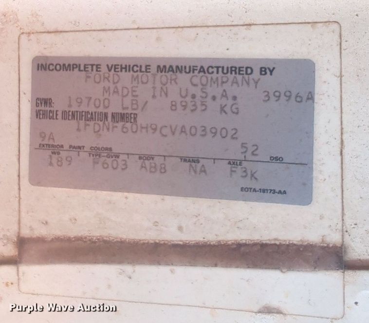 image for item NG9996 1982 Ford F600 dump truck