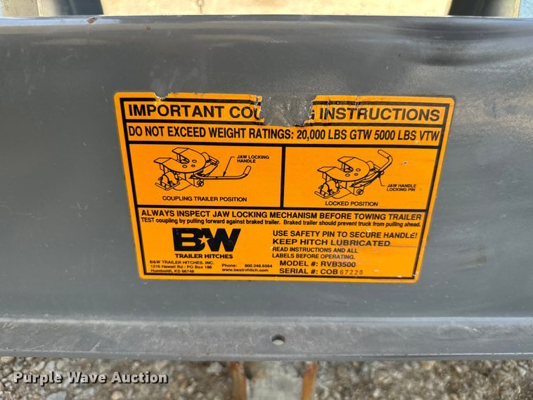 image for item NQ9644 B&W Companion RVB3500 fifth wheel hitch