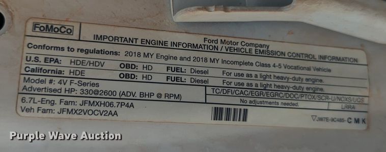 image for item NW9505 2018 Ford F550 Super Duty utility / service truck