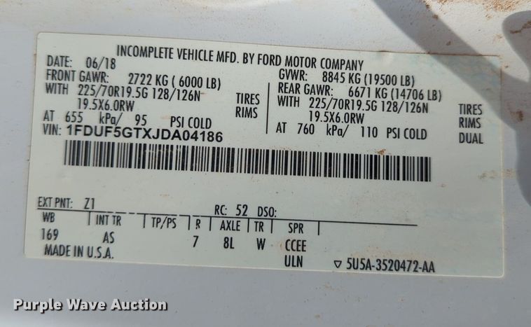 image for item NW9505 2018 Ford F550 Super Duty utility / service truck