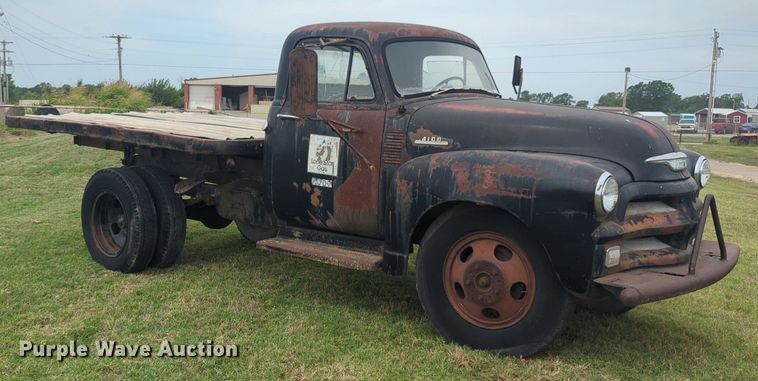 image for item NW9551 1954 Chevrolet  4100 dump flatbed pickup truck