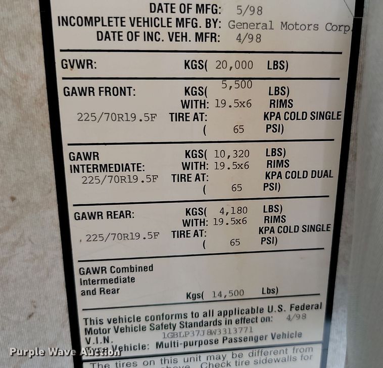 image for item OD9590 1998 Fleetwood  Southwind RV