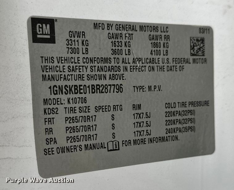image for item OF9768 2011 Chevrolet  Tahoe LT SUV
