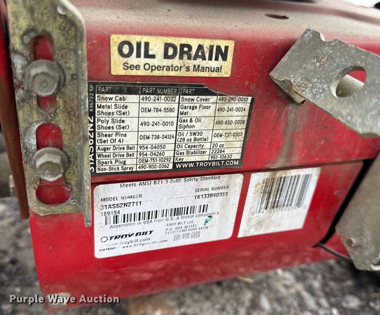 image for item OF9802 (3) Troy-Bilt Snow Storm 24