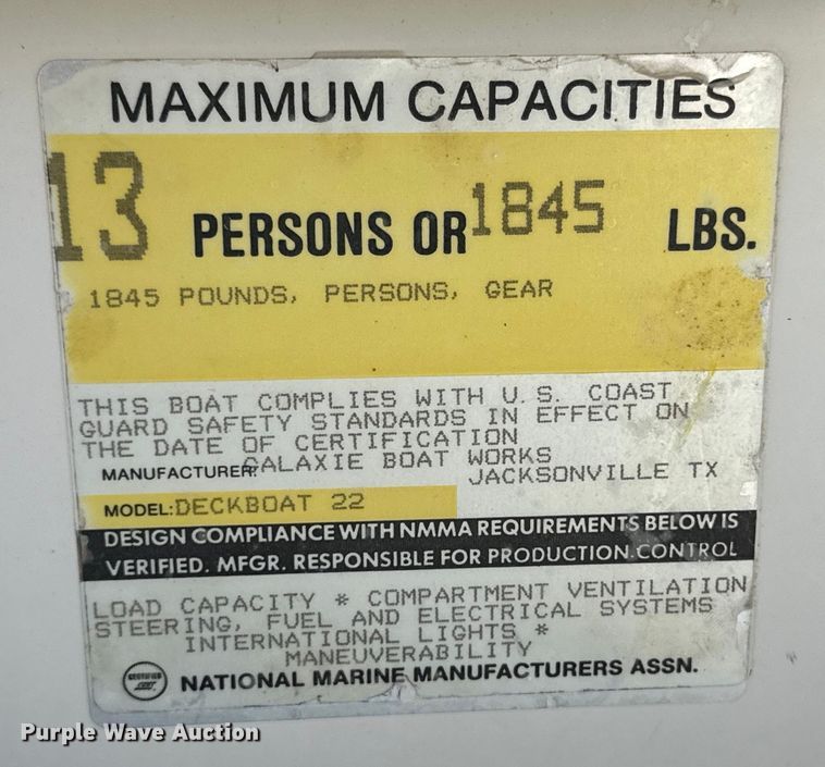 image for item OL9684 1993 Galaxie boat