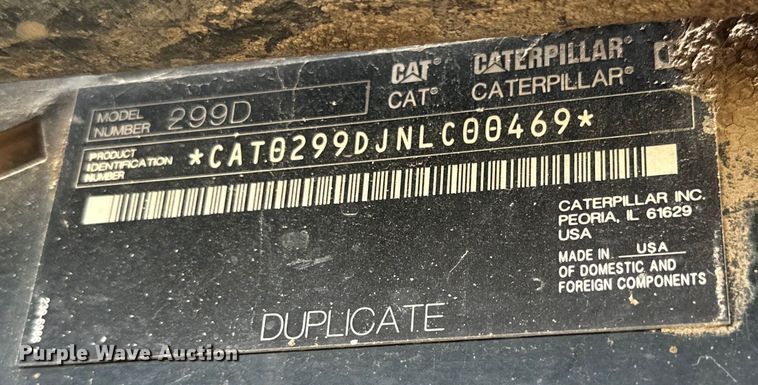 image for item DK6696 2012 Caterpillar 299D XHP tracked skid steer loader
