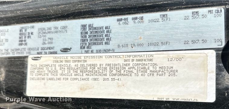 image for item DK6704 2001 Sterling Aceterra dump truck