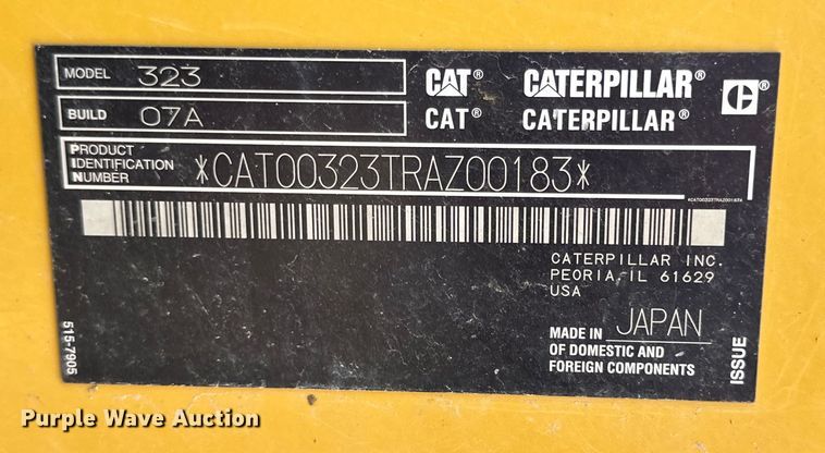 image for item DK6707 2018 Caterpillar  323 excavator