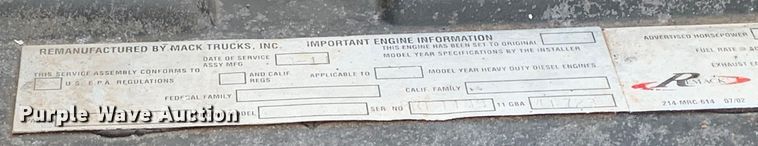 image for item DM7933 2002 Mack  CH613 dump truck