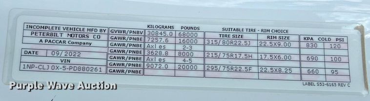 image for item DO2444 2023 Peterbilt  567 dump truck