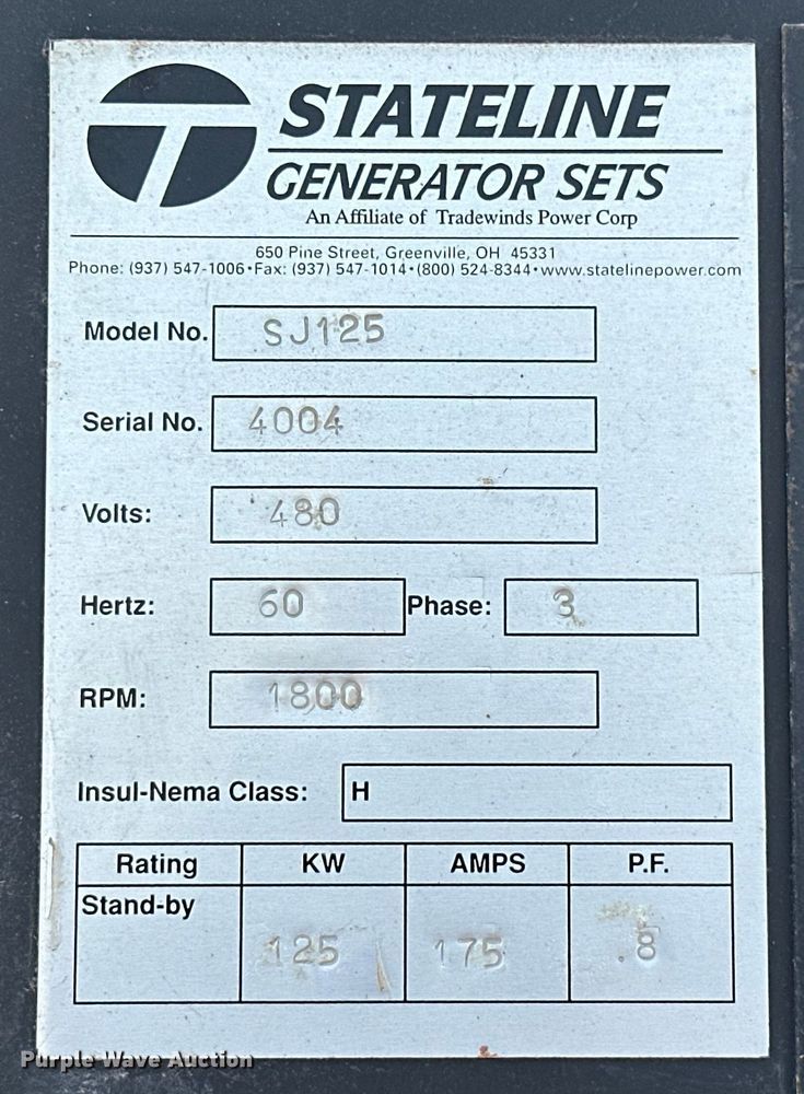 image for item DO6996 Stateline  SJ125  generator