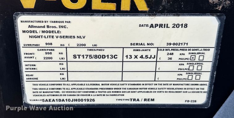 image for item DO6999 2018 Allmand  Night-Light V-Series NLV  light plant