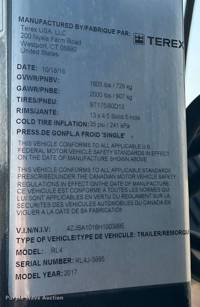 image for item DO7001 2016 Terex  RL4 light plant