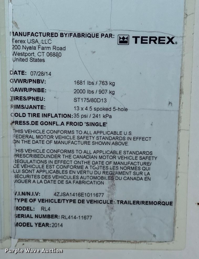 image for item DO7008 2014 Terex RL4 light plant