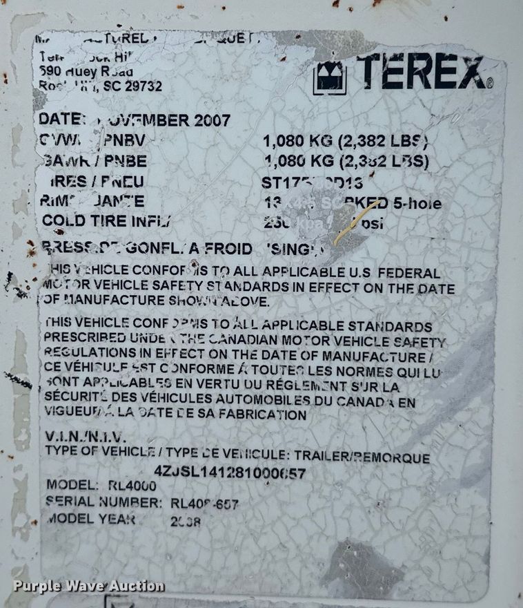 image for item DO7012 2008 Terex  RL4000 light plant