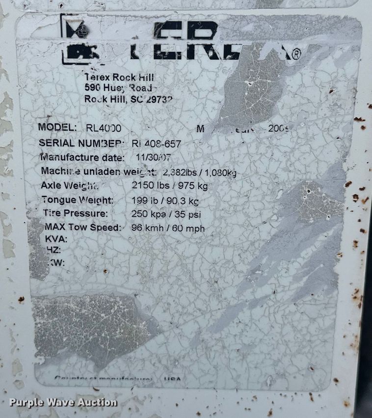 image for item DO7012 2008 Terex  RL4000 light plant