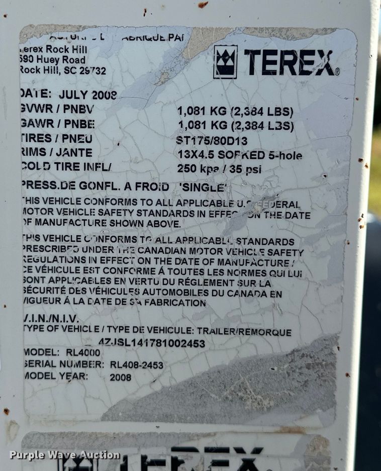 image for item DO7015 2008 Terex RL4000 light plant