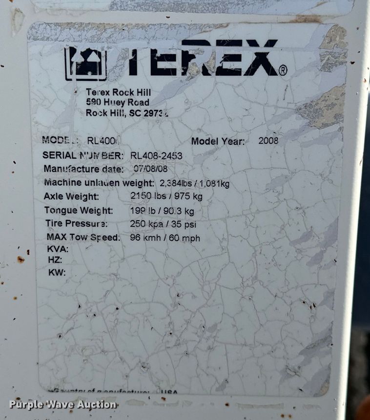 image for item DO7015 2008 Terex RL4000 light plant