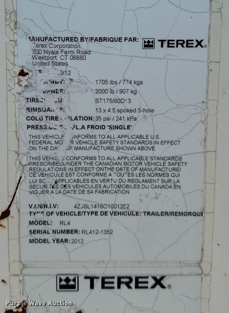 image for item DO7018 2012 Terex RL4 light plant
