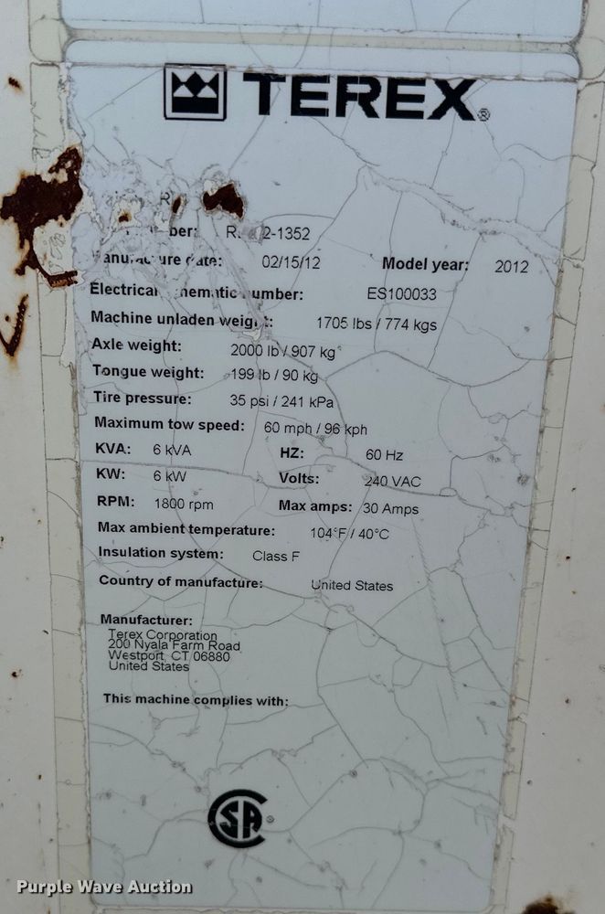 image for item DO7018 2012 Terex RL4 light plant