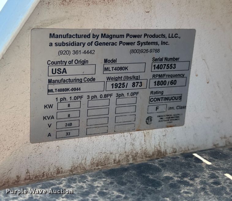 image for item DO7087 Magnum MLT4080K light plant