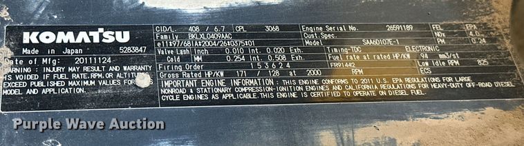 image for item DO7101 2012 Komatsu  WA320PZ-6 wheel loader