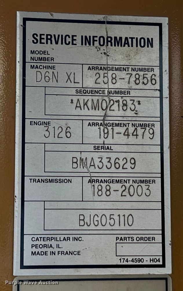 image for item DO7102 2006 Caterpillar  D6N XL dozer