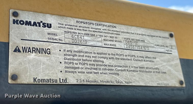 image for item DO7103 2013 Komatsu  D65EX dozer