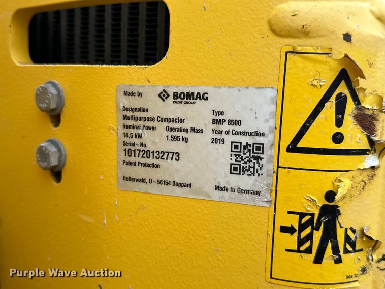 image for item DO7120 2019 Bomag BMP 8500 trench compactor