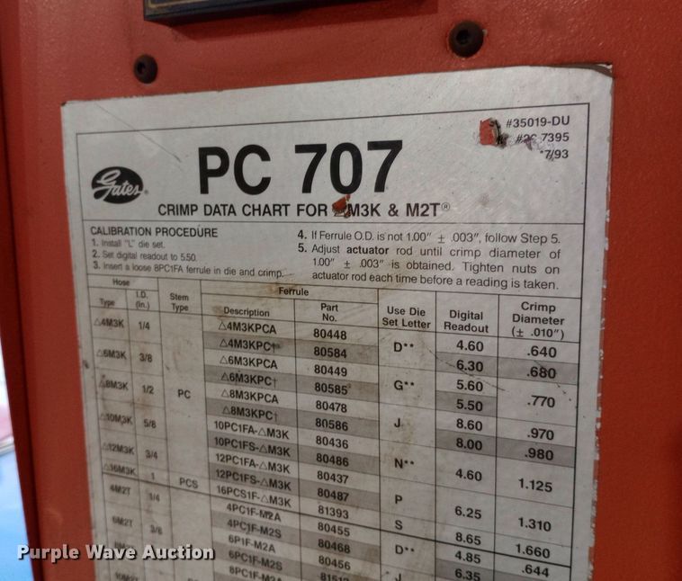 image for item DP1208 Gates PC 707 hose crimper