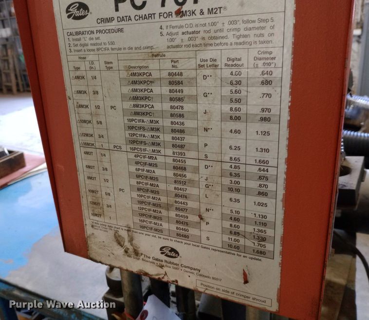 image for item DP1208 Gates PC 707 hose crimper