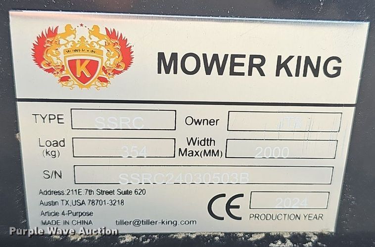 image for item DP6571 2024 Mower King SSRC skid steer rotary mower