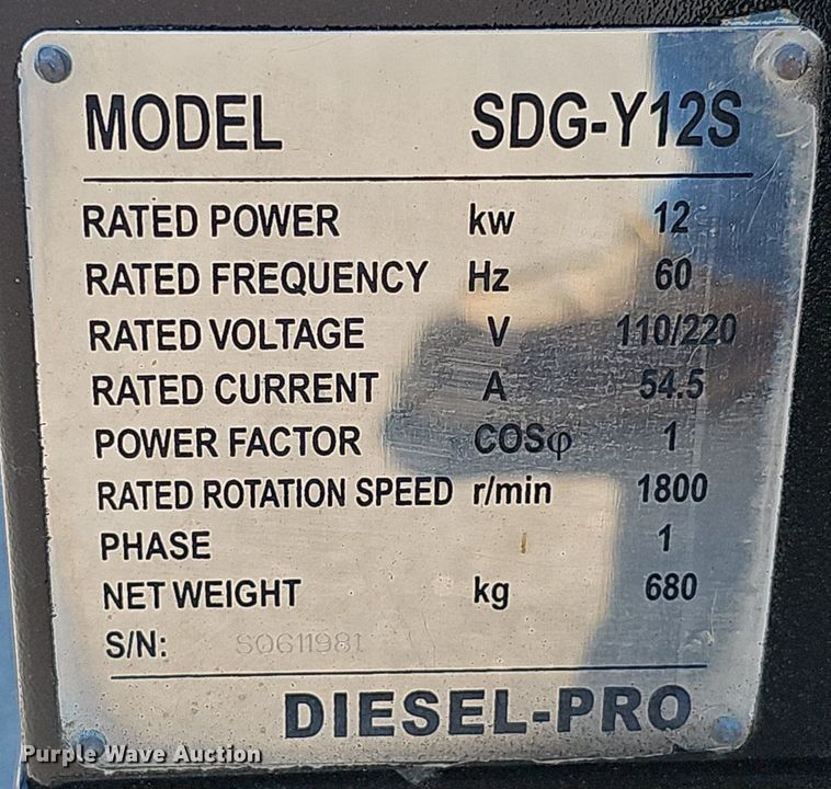 image for item DP6574 Diesel Pro SDG-Y12S generator