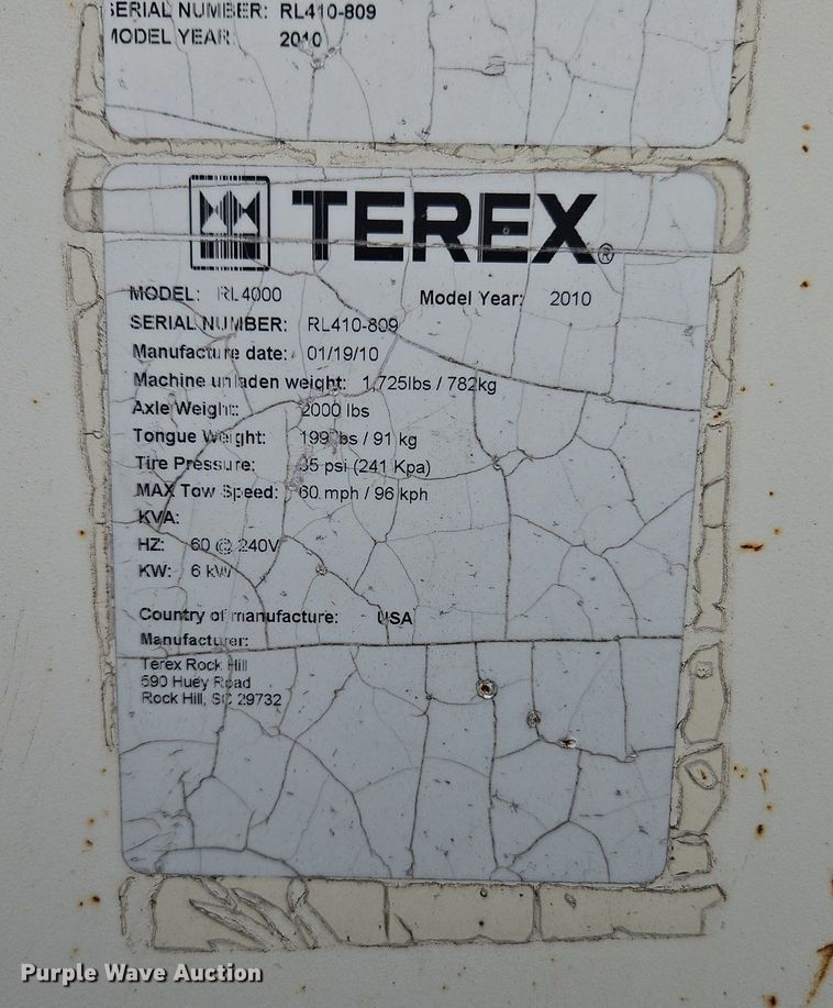 image for item DR8703 2010 Terex RL4000 light plant