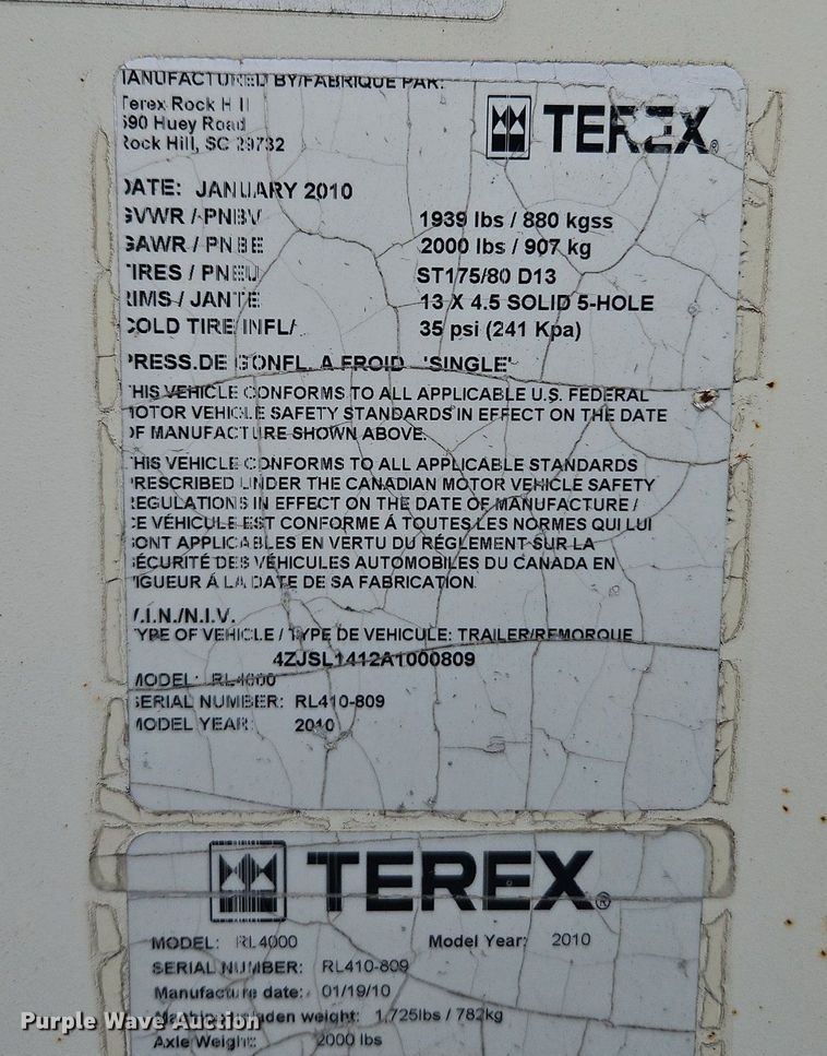 image for item DR8703 2010 Terex RL4000 light plant