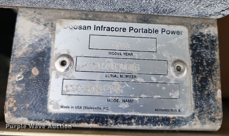 image for item DR8704 2011 Ingersoll Rand  LSC-60HZ-T4F light plant