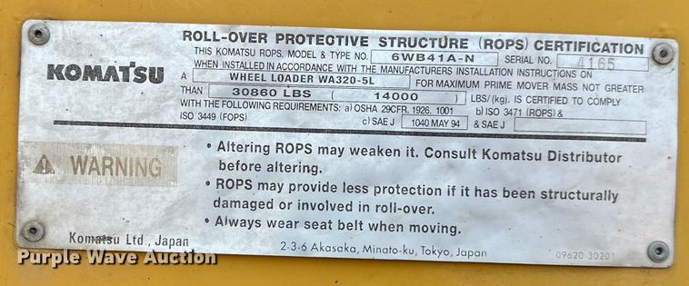 image for item DS4205 2006 Komatsu WA320 wheel loader
