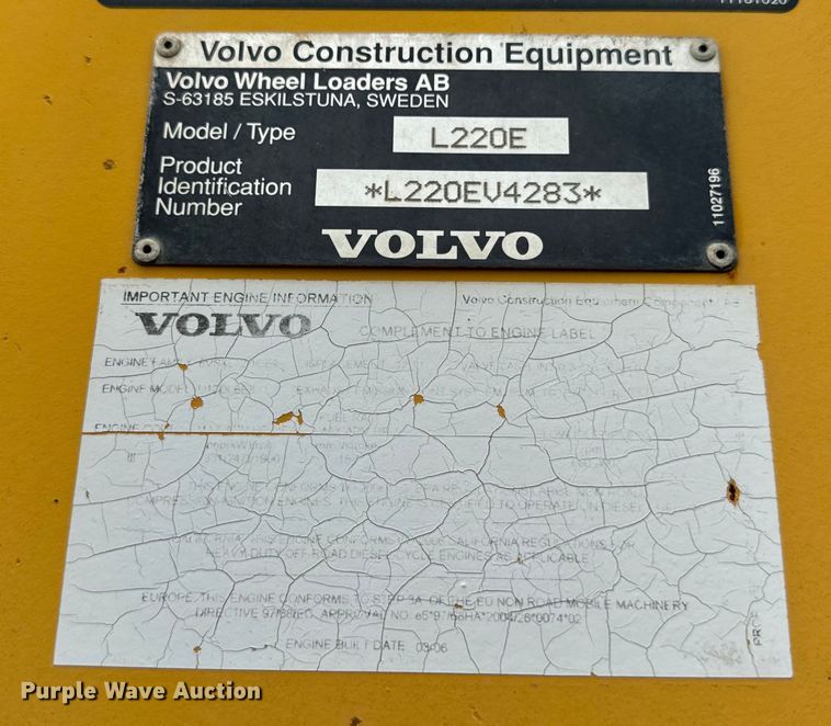 image for item DV5786 2006 Volvo  L220E wheel loader