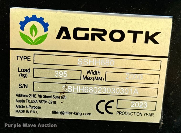 image for item DX0889 2023 Agrotk SSHH680 skid steer breaker