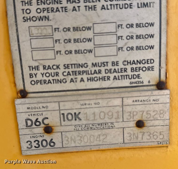 image for item DX3455 1975 Caterpillar  D6C dozer