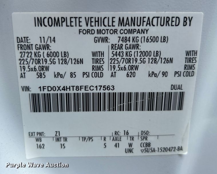 image for item EG0745 2015 Ford F450 Super Duty  SuperCab utility / service truck