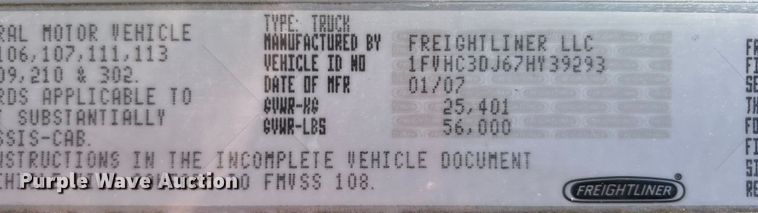 image for item EG0795 2007 Freightliner  Business Class M2 crane truck