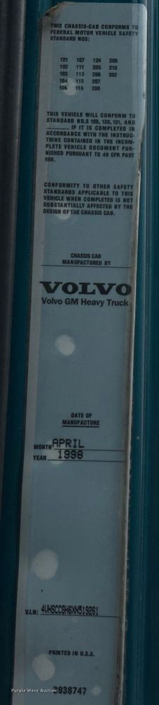 image for item EG0799 1999 Volvo ACL dump truck