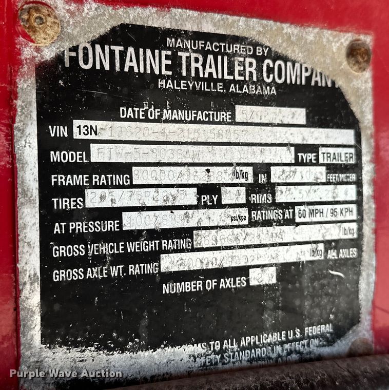image for item EG1648 2002 Fontaine  FTW-5-8036AW tank trailer