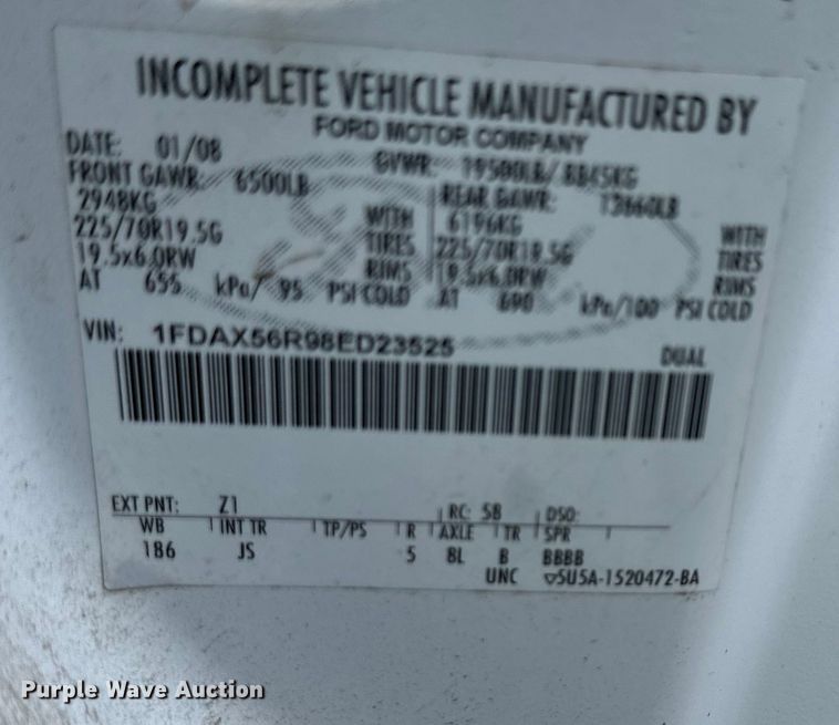 image for item EJ6364 2008 Ford F550 Super Duty XL winch truck